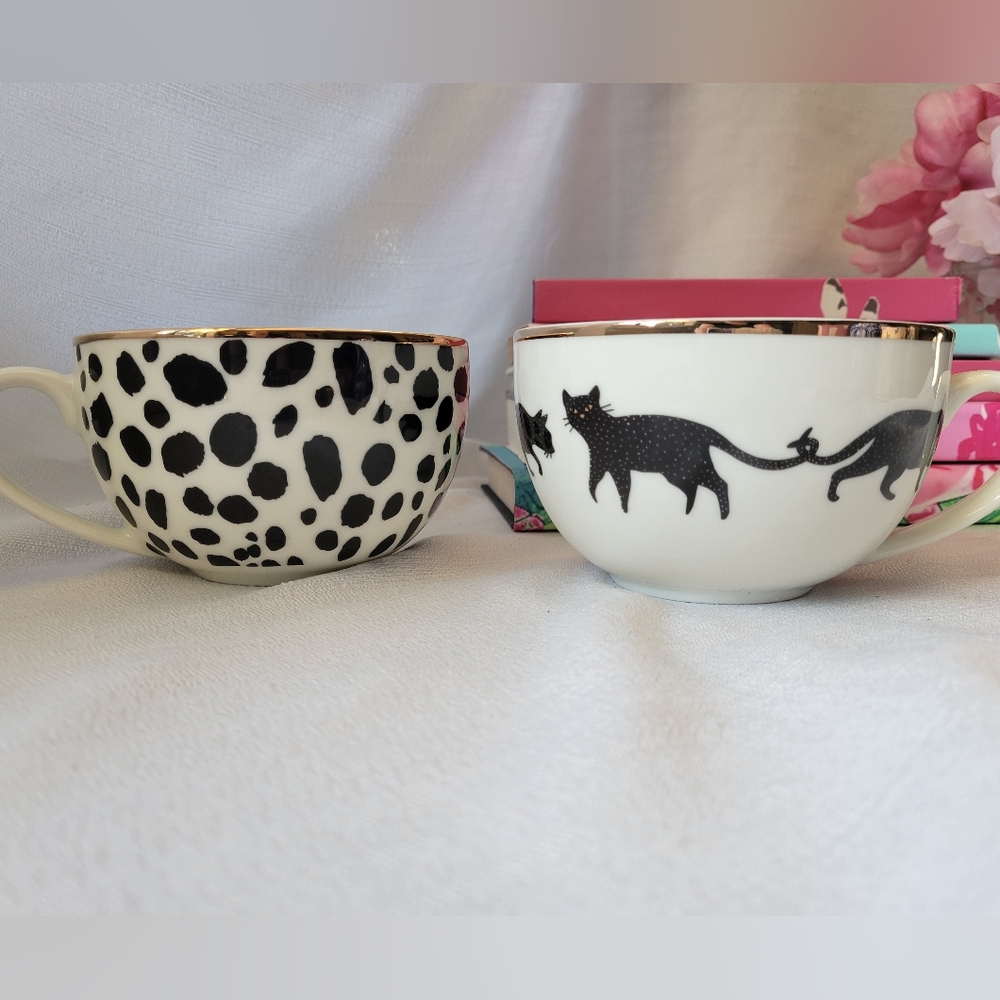 H&M Black & White Cat Art Coffee Cups